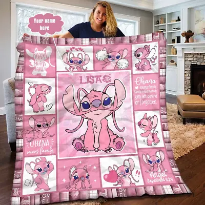 Personalized Angel Ohana Means Family Lilo And Stitch Fans Sofa BLANKET • $57.94