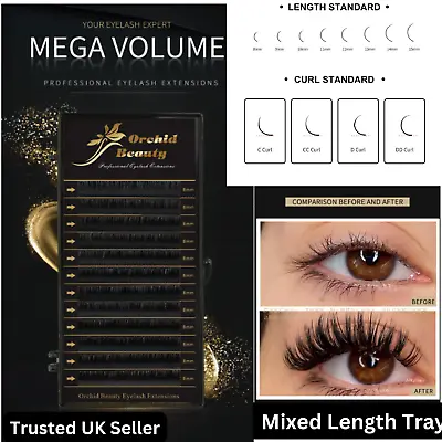 Individual Eyelash Extensions Classic Volume Faux Mink Silk Lashes Tray C D Curl • £8.99