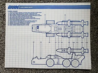 GI JOE COBRA Adder Vintage BLUEPRINTS Instructions Only 1987 • $9.99