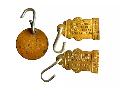 Lot X 3 Vintage Brass Dog Rabies Vaccination Tags 1960's • $9.95