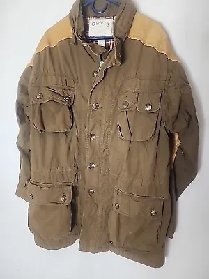 ORVIS Mens  Shooting Hunting Safari Field Leather Patch Jacket Size Large • $79.97