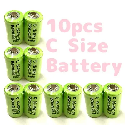 10pcs Size C Batteries NiMH High Capacity Rechargeable Battery US Free Ship • $19.99