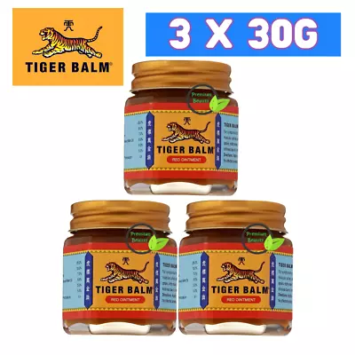 Pain Relief Tiger Balm Aches Pain Insect Bites Ointment Muscular (RedWhite) X 3 • $25.99