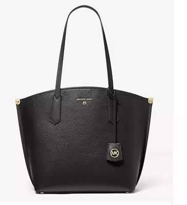 MICHAEL KORS Jane Large Pebbled Leather Tote Bag (Black New With Tags) Authentic • $88