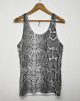£18 • Buy Grey Snake All Over Vest Graphic Pattern Top Tank Summer Indie Hipster Grunge