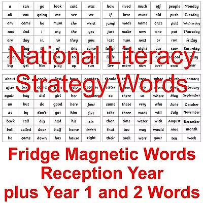 National Literacy Strategy Fridge Magnets Words Reception Year Plus Year 1 And 2 • £9.95