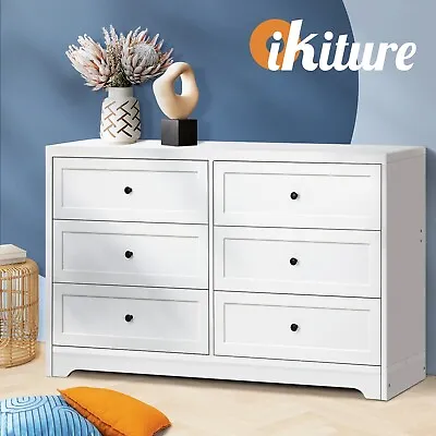 $209.90 • Buy Oikiture 6 Chest Of Drawers Tallboy Cabinet Dresser Storage Hamptons Furniture