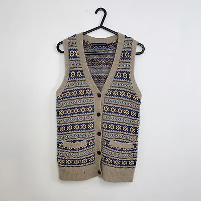 Ralph Lauren Fair Isle Cardigan Vest Jumper Womens Size S Wool Blend Silk Linen. • £79.99