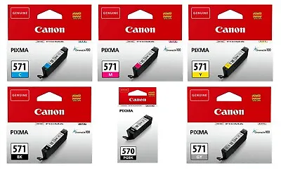 Canon Ink Cartridge PGI-570PGBK CLI-571BK CLI-571C CLI-571M CLI-571Y LOT • £31.49