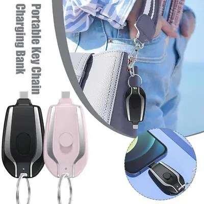 1500mAh Rechargeable Keyring Pocket Power Bank For Android IPhone USB Type-CBEST • £4.60