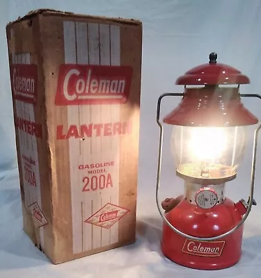 Working Vintage Coleman 200a Gas Red Lantern 7-59 July 1959 Works Original Box • $57