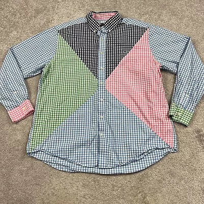 Vineyard Vines Shirt Men’s XL Slim Fit Check Patchwork Whale Blue Pink Green • $24.99