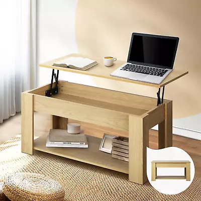 Oikiture Coffee Table With Lift Up Top And Storage Space Wooden Side Table B... • $127.07