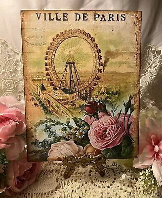 Ville De Paris French Ferris Wheel Vintage Style Handcrafted Plaque / Sign • $17.95