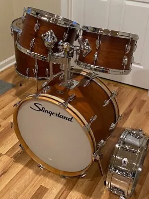 Slingerland 5 Pc Mahogany Finish - Drum Set  With Chrome Snare.  WILL SHIP! • $1300