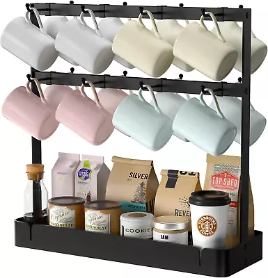 Coffee Cup Holder For Countertop 2 Tier Coffee Mug Holder Organizer With 16 Mov • $46.31
