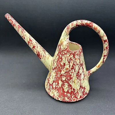 Vintage Ceramic Red Drip Glaze Watering Can By Arnels Pitcher  7.5” • $21