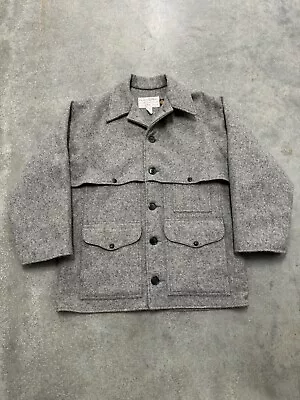 FILSON Double Mackinaw Cruiser Jacket Wool Size 42 Gray USA Vintage Excellent • $449.99