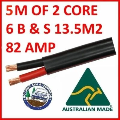 $54.99 • Buy TWIN CORE 10MM CABLE X 5 METRE 5M BATTERY CARAVAN TRAILER 4X4 6 BNS WIRE SHEATH