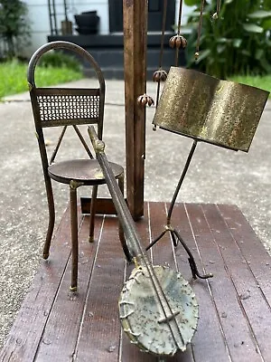 Vintage Mid Century Signed  C Jere Metal Table Top Sculpture With Banjo Brass • $150