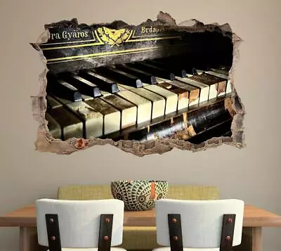 Old Piano 3D Smashed Wall Sticker Decal Decor Art Mural Music Instruments J959 • £30.42