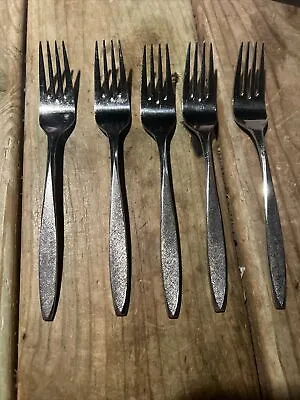 5 Vtg Ecko Eterna Corsair Custom Stainless Dessert Salad Forks Japan Flatware • $19