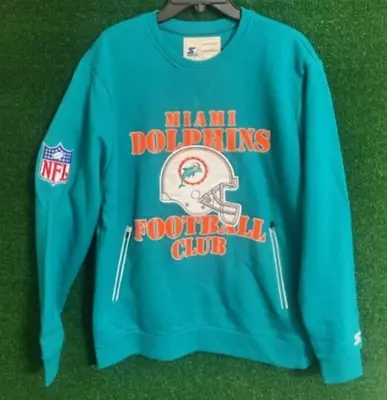 Men's Starter NFL Miami Dolphins Football Crewneck Sweater Locker Room Size XL • $50