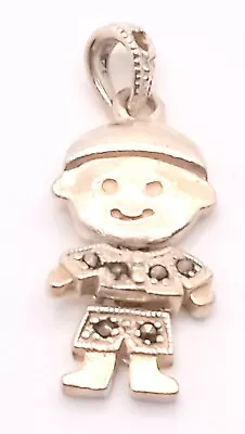 Vintage Marcasite Sterling Silver Boy Doll Pendant • $35.11