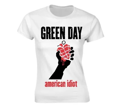 £16.99 • Buy Green Day American Idiot Heart White Womens Fitted T-Shirt - OFFICIAL