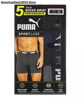 Puma Men's Boxer Briefs 5 Pack - BLACK BLUE GRAY (Select Size: Small-XXL) • $22.90