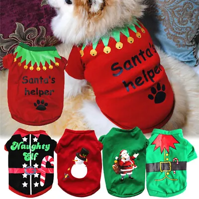 Pet Christmas Clothes Puppy Dog Jumper Small Yorkie Cat T-shirt Outfit Xmas·Gift • £4.20