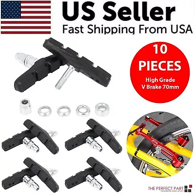 $11.49 • Buy 5 Pairs High Grade Cycling Bicycle Bike V Brake Pads 70mm Shoes Pads Black