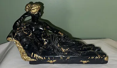 VTG A. GIANNETTI Venus Victus Italian Goddess Black & Gold Statue Chaise Lounge  • £12.66