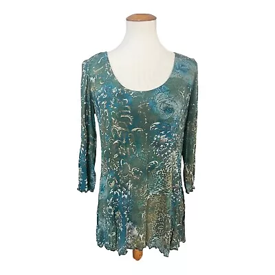 MiracleBody By MiracleSuit Size Small Top Tunic Teal Green Shapewear 3/4 Sleeve • $22.94