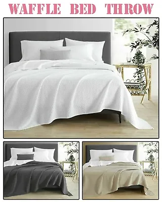 £17.09 • Buy Luxury Waffle Sofa Throw Cosy Warm Blanket Double & King Size Bed Throws