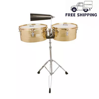 Top Quality 13  & 14  Timbales Drum Set With Stand And Cowbell GoldenFUDAO • $151.79