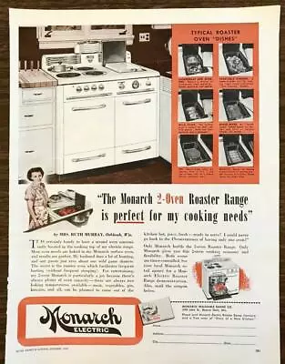 1948 Monarch Electric 2-Oven Roaster Range Print Ad Mrs Ruth Murray Oshkosh WI • $9.85