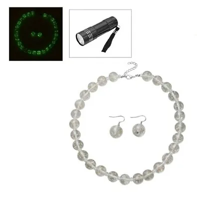 2 Pcs Set - White Murano Beads And Simulated White Moonstone Necklace & Earrings • £12.99