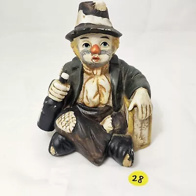 Vtg 6  Hobo Clown Music Box W/ Suitcase & Wine Bottle Music Box • $15.99