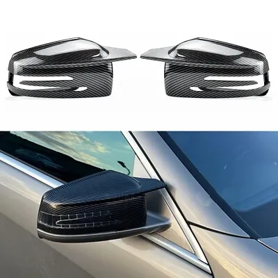 2x Carbon Look Side Mirror Cover Caps Shell Replaces For Mercedes W204 W212 W221 • $49.99