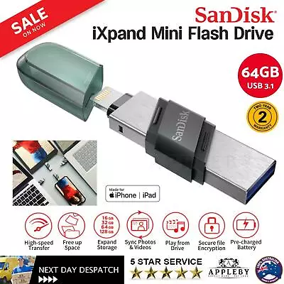 64GB IXpand Mini Flash Drive USB Memory Stick IPhone Photo Video File Storage • $76.85