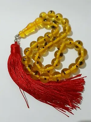 Poland Kahraman Amber Dust 33 Islamic Prayer Beads Insect Tasbih Komboloi Rosary • $48