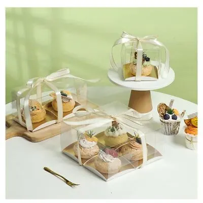 Cake Pastry Packaging Box For Desserts With Inserts - Clear Transparent PVC Gift • £3.29