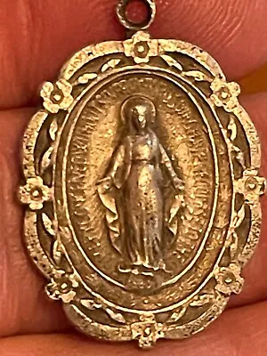 Vintage STERLING BEAUTIFUL Virgin Mary Miraculous  Pendant • $35