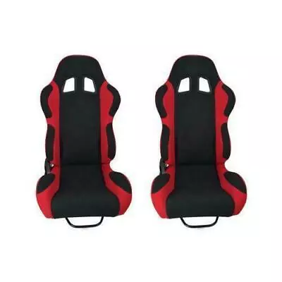 Universal New 2 Pcs Black/Red Racing Seats Double Slide Racing Car Seat • $215.08