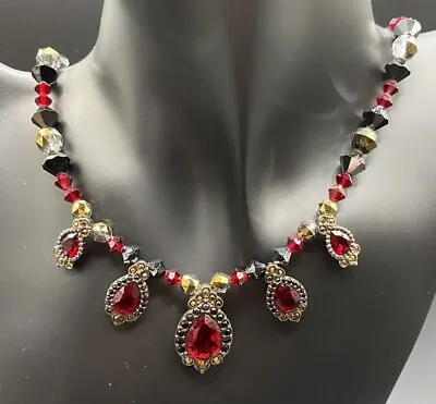 ✨Vintage Swarovski Red & Black Crystal Necklace✨ Stunningly Beautiful!!✨ • $49.99