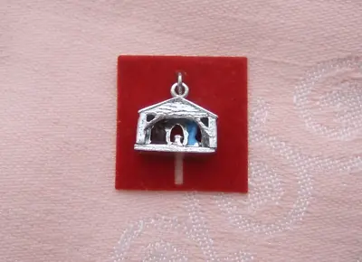 Vintage CHRISTMAS NATIVITY SCENE Sterling Silver ENAMEL Charm • $19.99