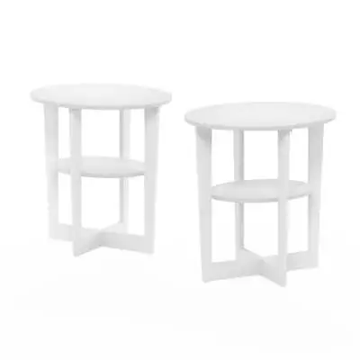 Oval End Table Set Of Two White • $27.94
