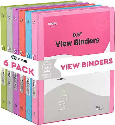 ½ Inch 3 Ring Binder 5 Inch Round Ring Clear View Cover With 2 Inside Pockets B • $28.98