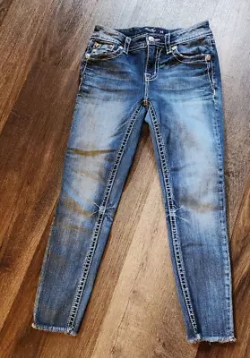 Women's MISS ME SKINNY Distressed Designer JEANS Size 26 X 25 1/2  Mid Rise • $10